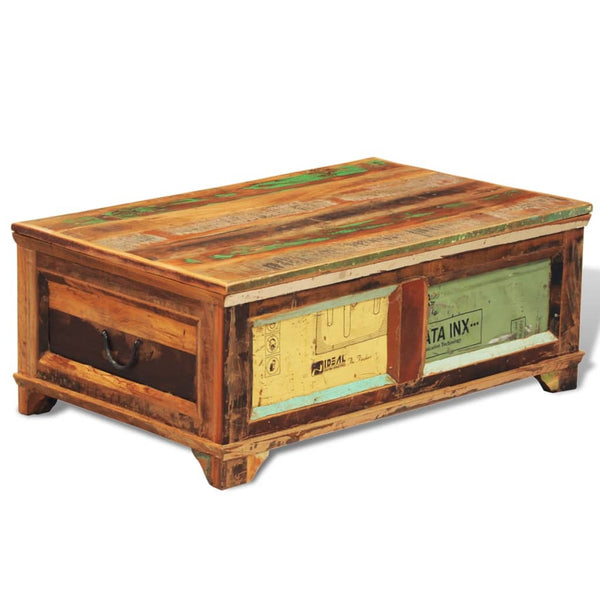 Mesa de centro vintage com armazenamento, madeira reciclada