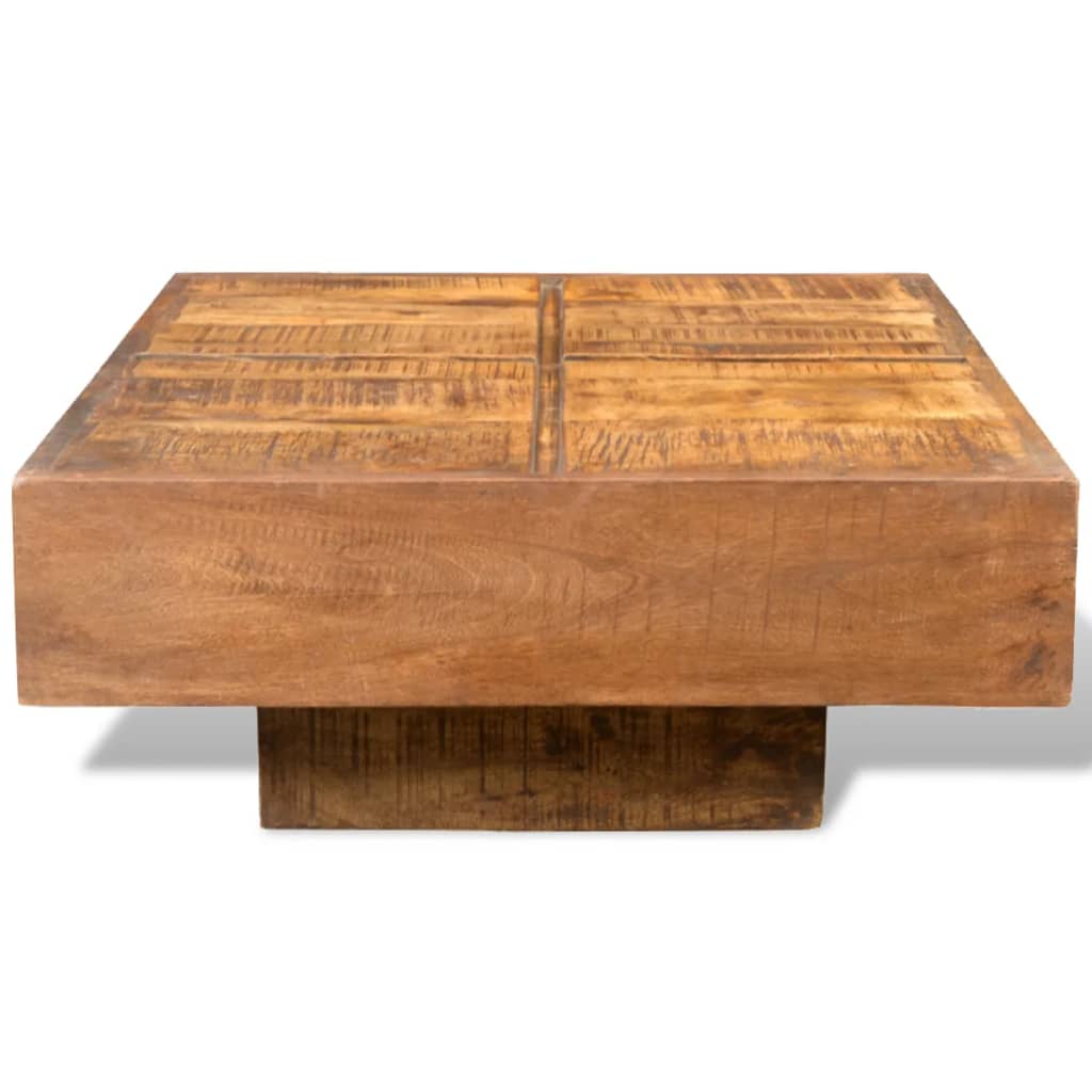 Mesa de centro quadrada em madeira de mangueira maciça castanho