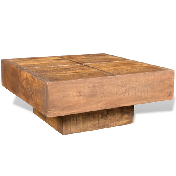 Mesa de centro quadrada em madeira de mangueira maciça castanho