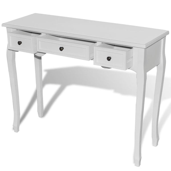 Toucador/mesa consola com três gavetas branco