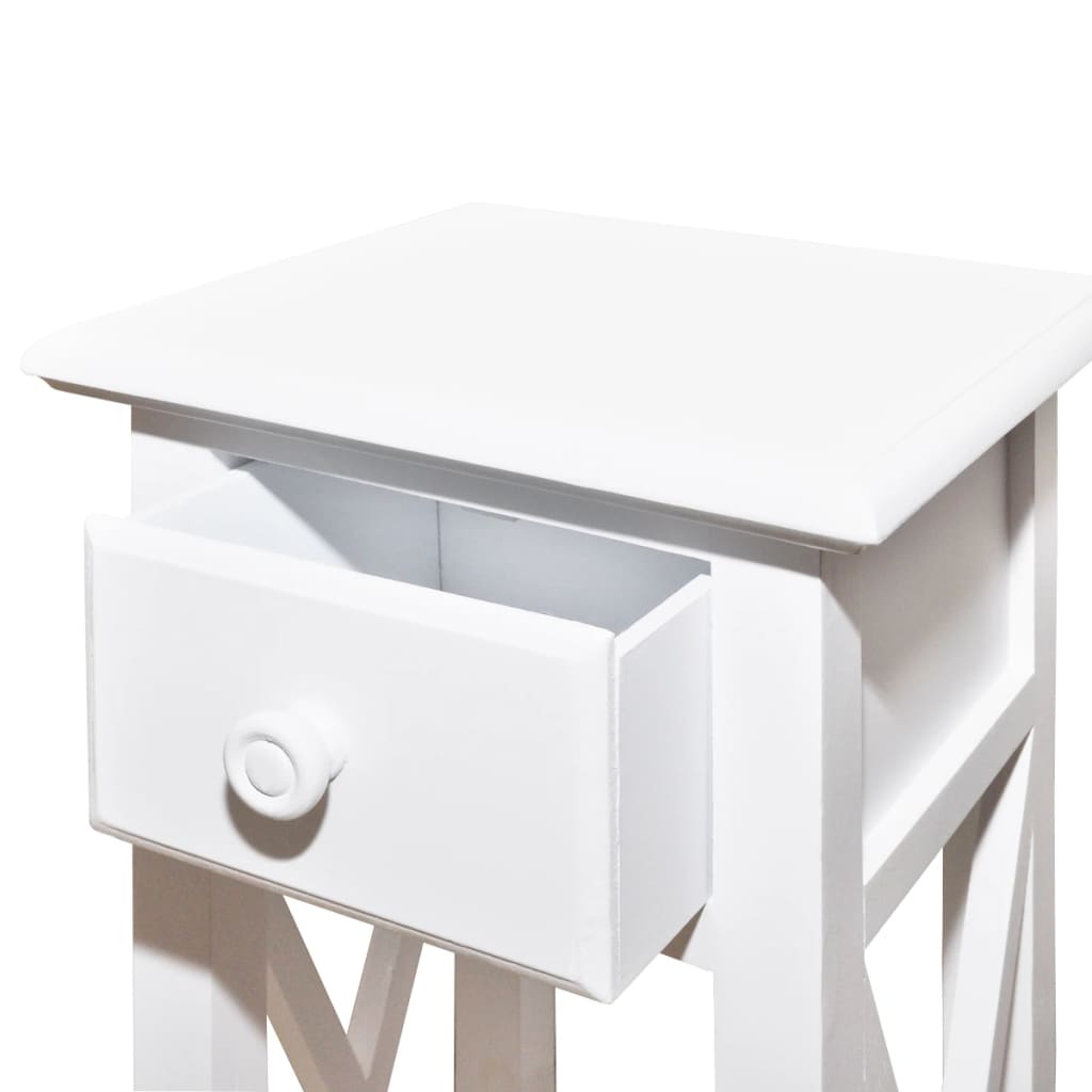 Mesa lateral com gaveta branco