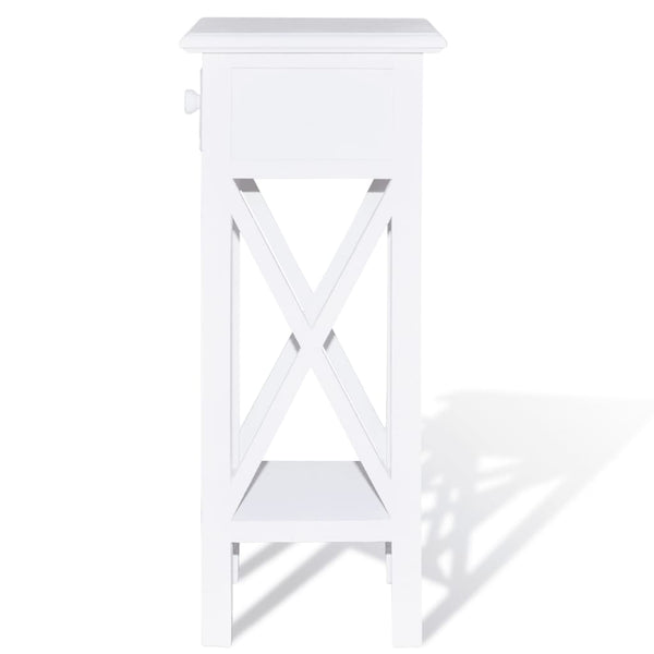 Mesa lateral com gaveta branco