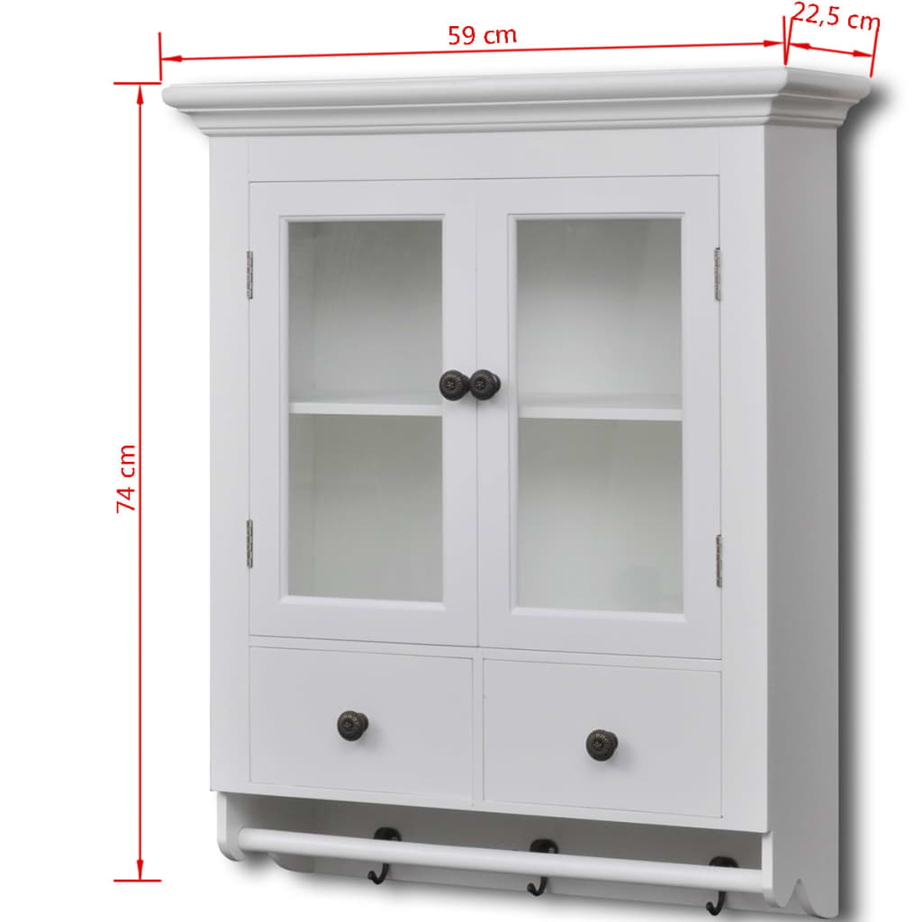 Armário de parede para cozinha com porta de vidro branco