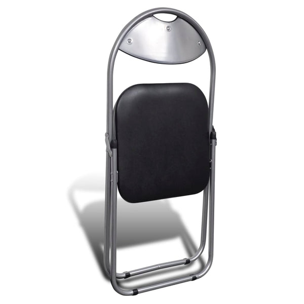 Cadeiras de jantar dobráveis 6 pcs couro artificial e aço preto