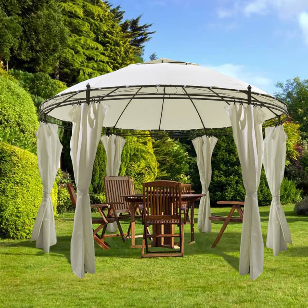 Gazebo/tenda de jardim com cortinas, 3,5 x 2,7 m