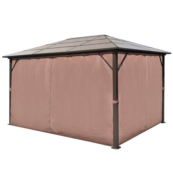 Gazebo com cortina 400 x 300 cm alumínio castanho