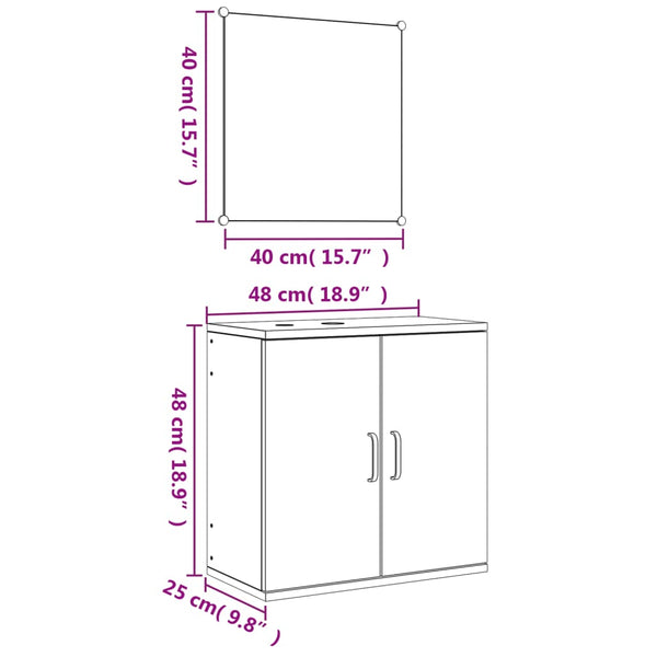 vidaXL 2 pcs conjunto móveis casa de banho derivados de madeira preto