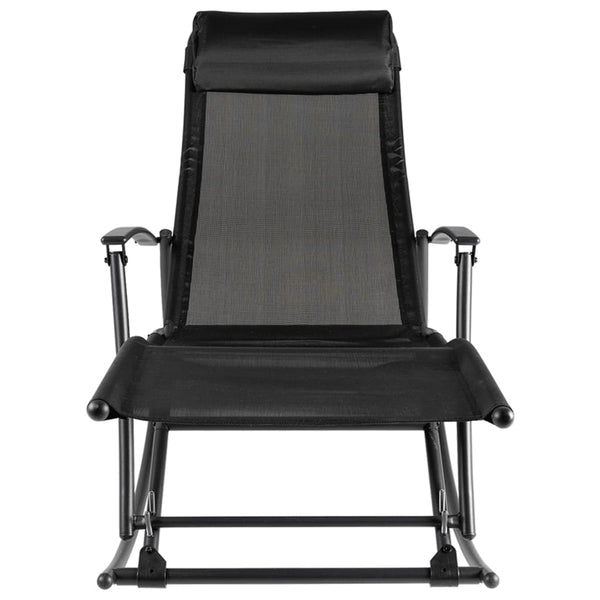 Cadeira de baloiço jardim aço e textilene preto