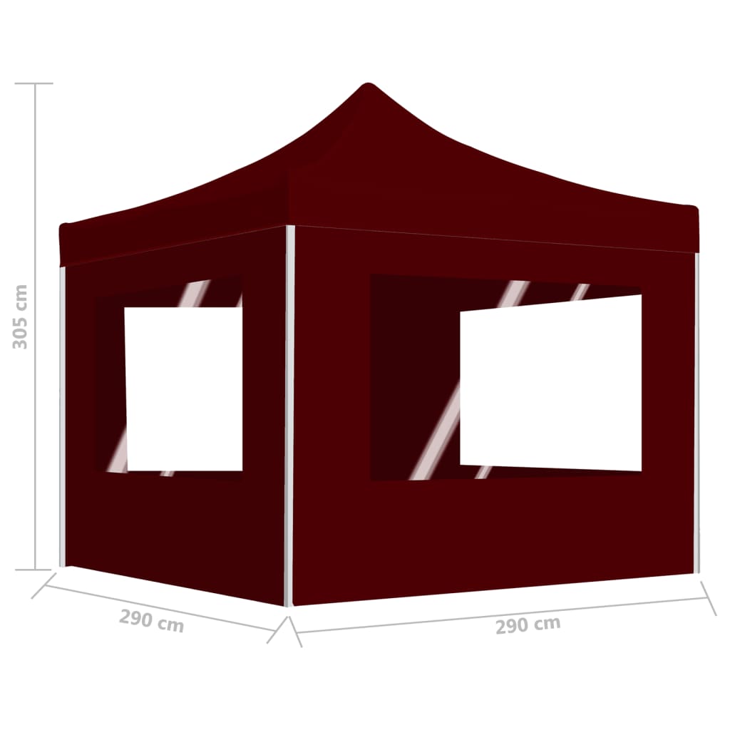 Tenda dobrável prof. c/ paredes alumínio 3x3m vermelho tinto