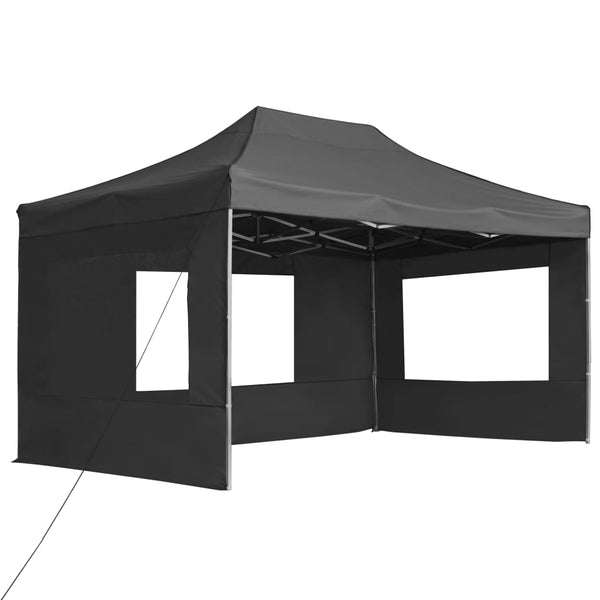 Tenda dobrável profissional c/ parede alumínio 4,5x3m antracite