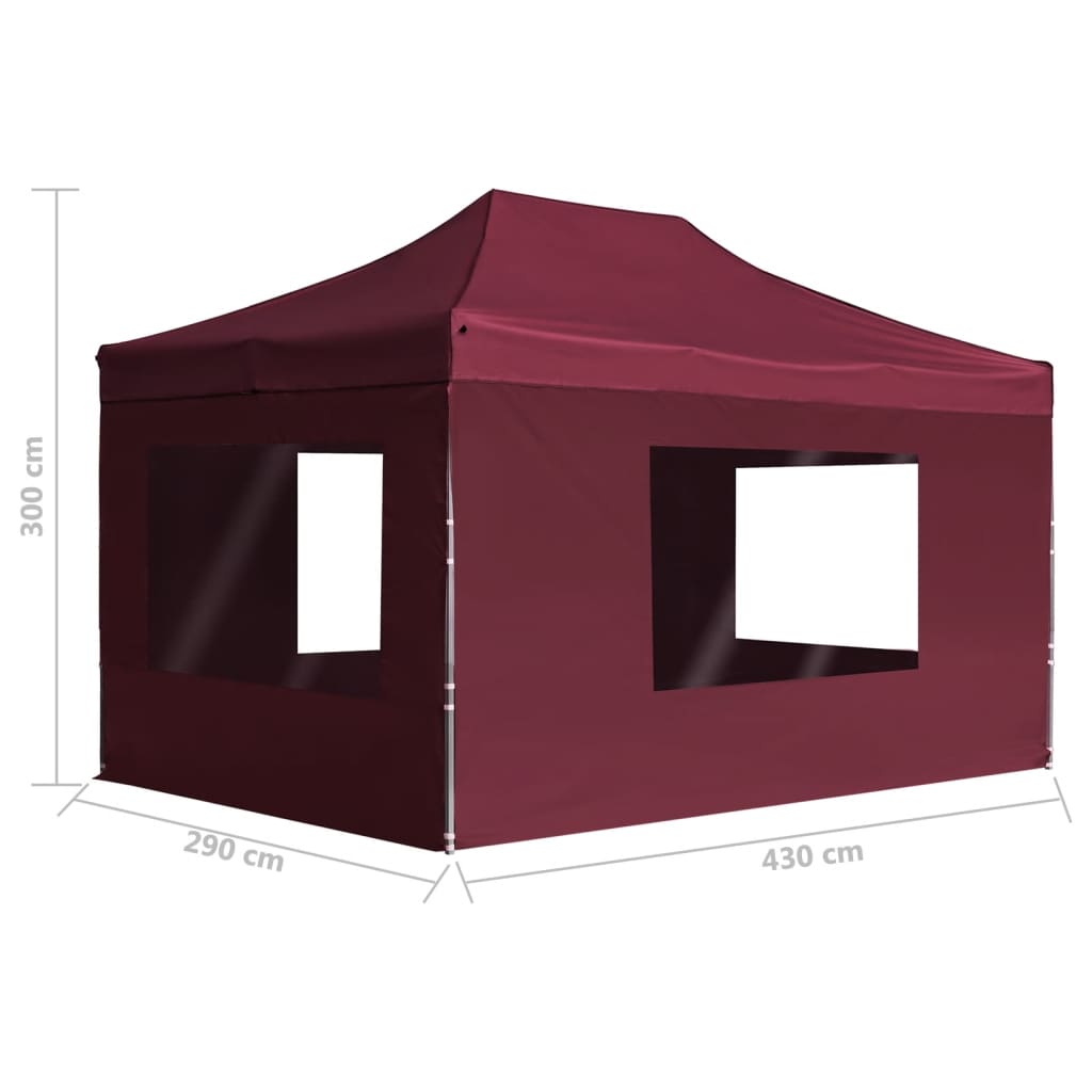 Tenda dobrável prof. c/ paredes alumínio 4,5x3m vermelho tinto