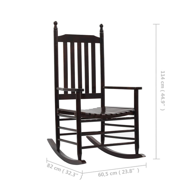 Cadeira de baloiço com assento curvo madeira de álamo castanho