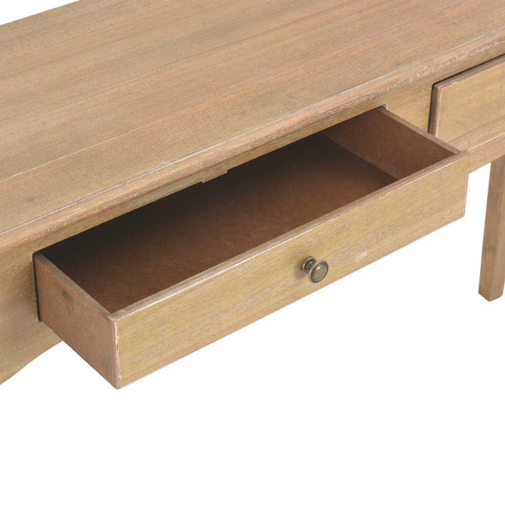 Mesa consola com 2 gavetas 120x35x76 cm madeira de pinho maciça