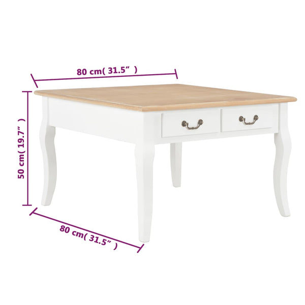 Mesa de centro 80x80x50 cm madeira branco