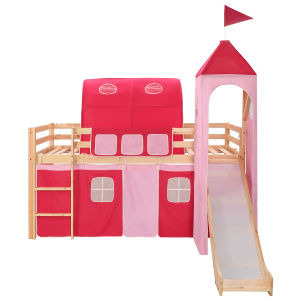 Estrutura cama infantil c/ escorrega e escada pinho 208x230cm