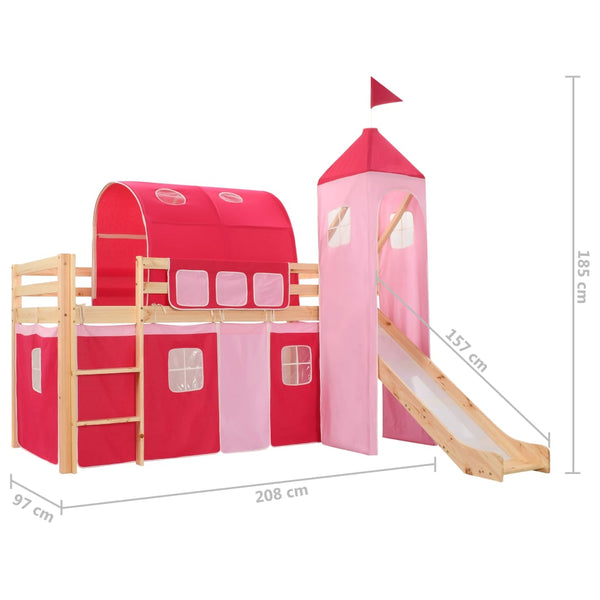 Estrutura cama infantil c/ escorrega e escada pinho 208x230cm