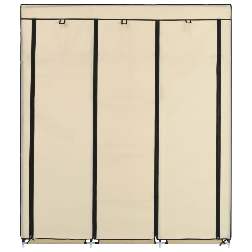 Roupeiro c/ compartimentos e varões 150x45x175 cm tecido creme