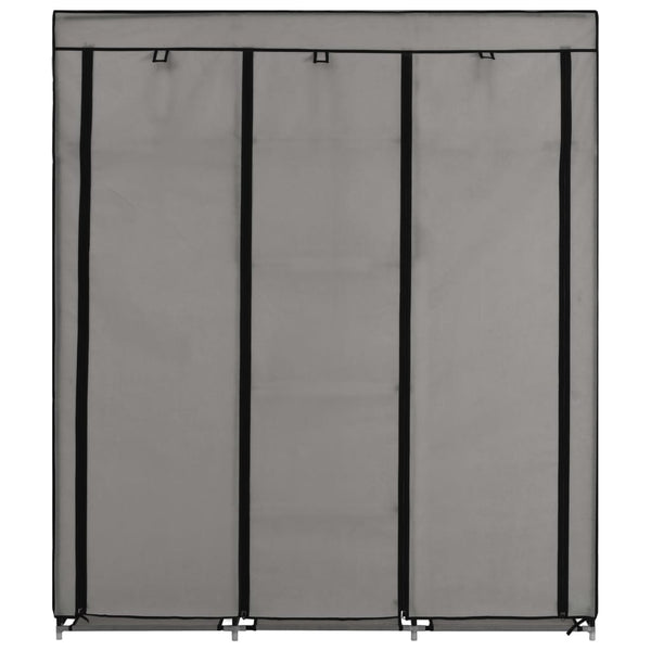 Roupeiro c/ compartimentos e varões 150x45x175 cm tecido cinza