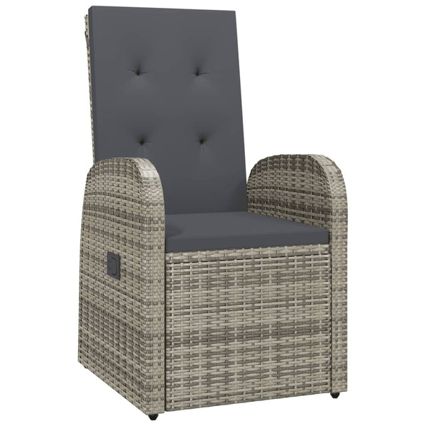 Cadeiras jardim reclináveis 2 pcs + almofadões vime PE cinzento