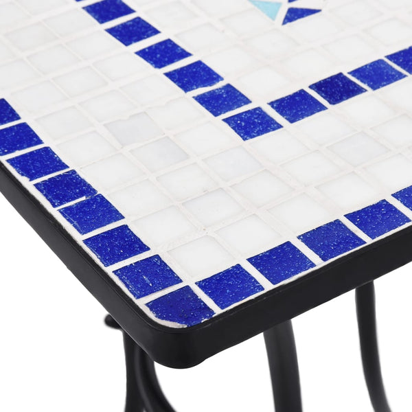 Mesa bistrô em mosaico 60 cm cerâmica azul e branco