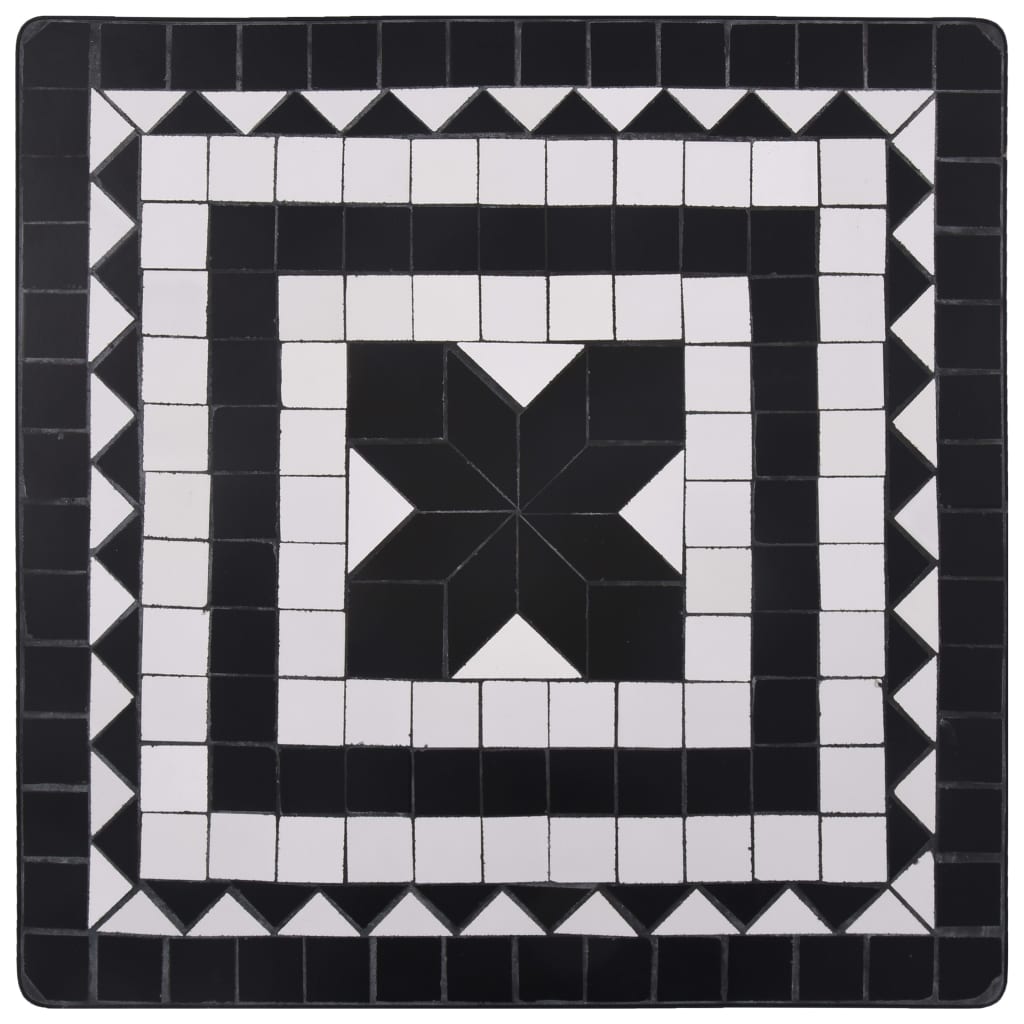 Mesa bistrô em mosaico 60 cm cerâmica preto e branco