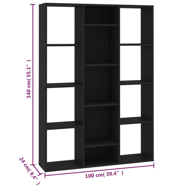 Divisória/estante 100x24x140 cm derivados de madeira preto