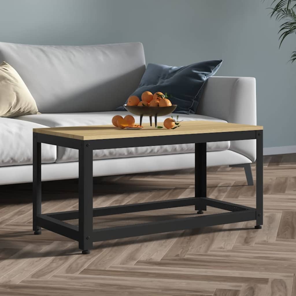 Mesa de centro 90x45x45 cm MDF e ferro castanho-claro e preto