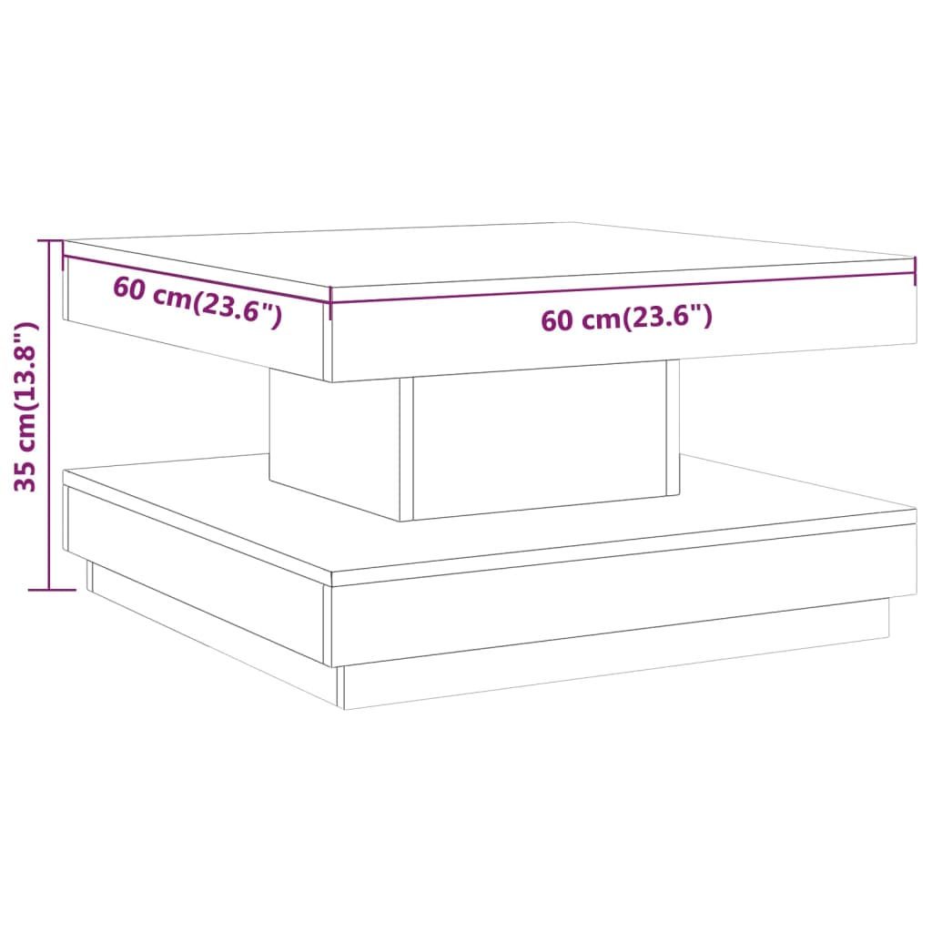 Mesa de centro 60x60x35 cm MDF castanho-escuro