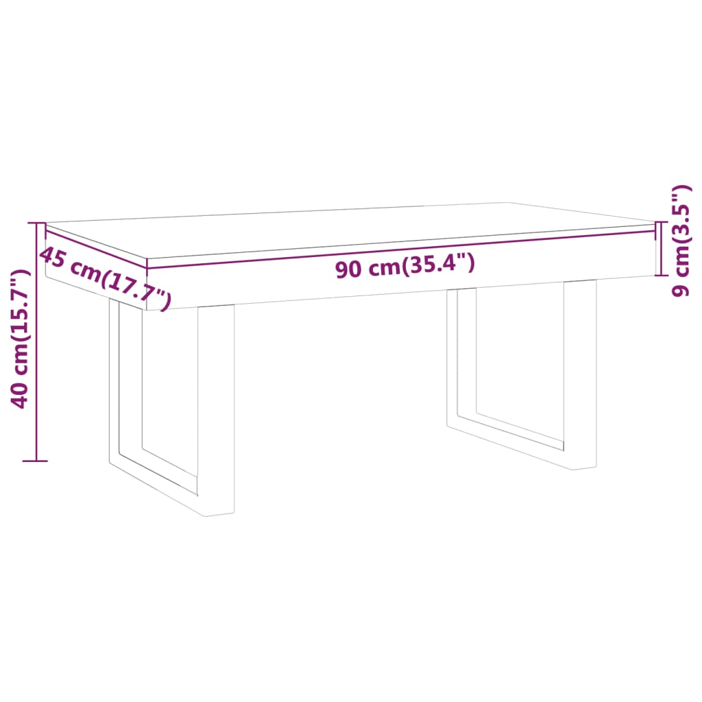 Mesa de centro 90x45x40 cm MDF e ferro castanho-escuro e preto