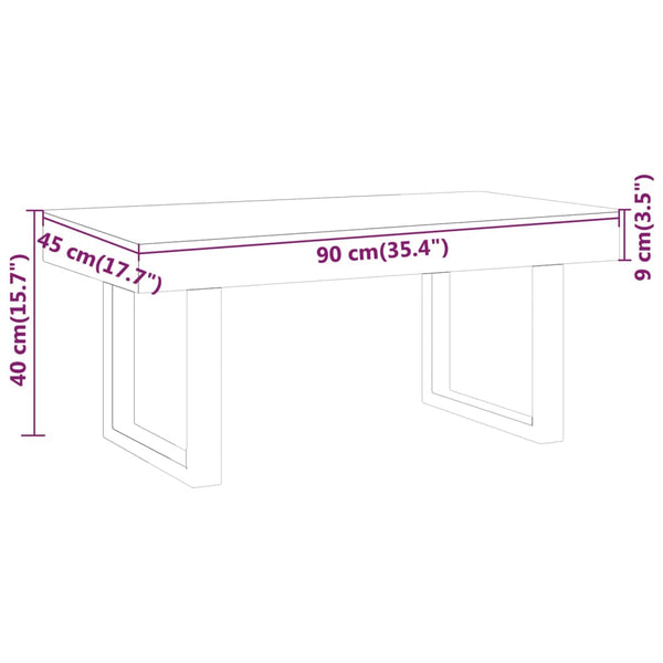 Mesa de centro 90x45x40 cm MDF e ferro cinzento e preto