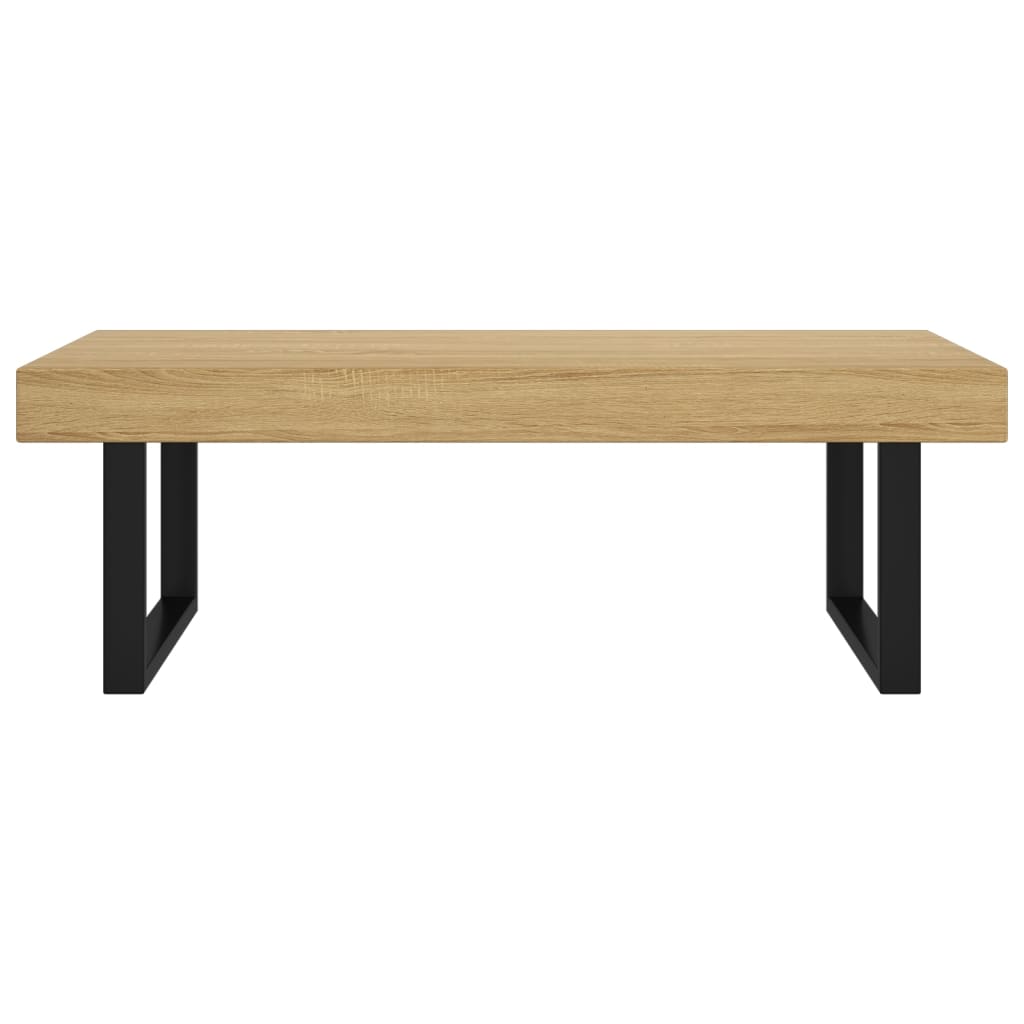 Mesa de centro 120x60x40 cm MDF e ferro castanho-claro e preto