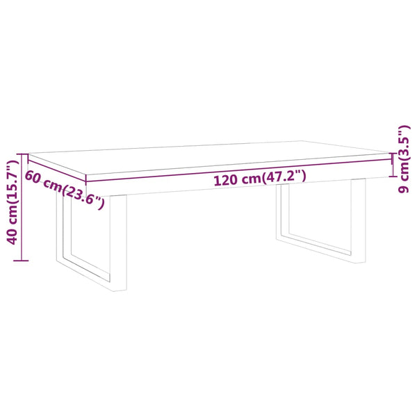 Mesa de centro 120x60x40 cm MDF e ferro castanho-claro e preto