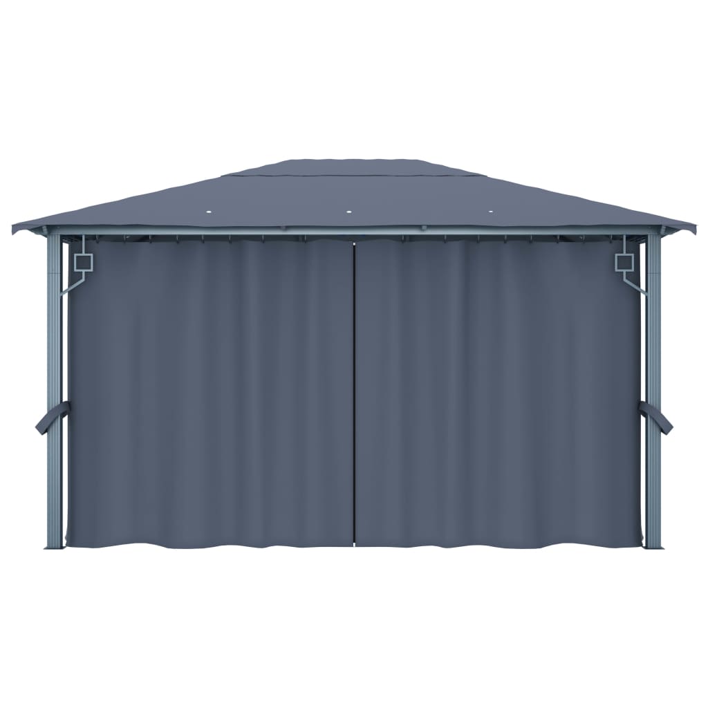 Gazebo com cortina 400 x 300 cm alumínio antracite