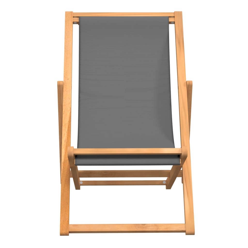 Cadeira de praia dobrável madeira de teca maciça cinzento