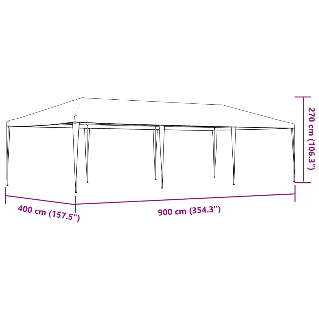 Tenda para festas 4x9 m 90 g/m² antracite