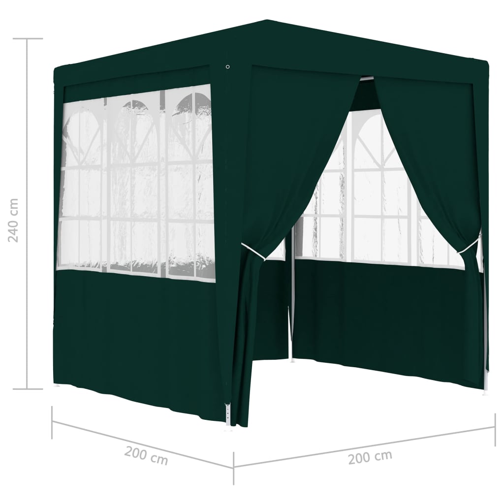 Tenda festas profissional c/ paredes laterais 2x2m 90g/m² verde