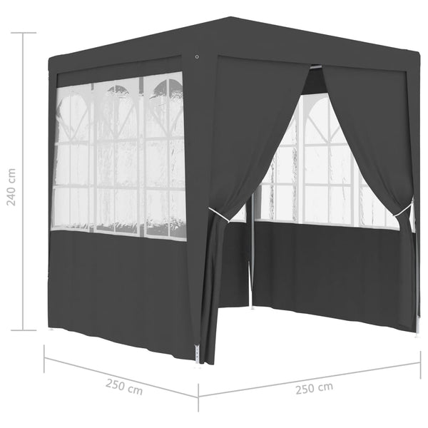 Tenda festas com paredes laterais 2,5x2,5m 90g/m² antracite