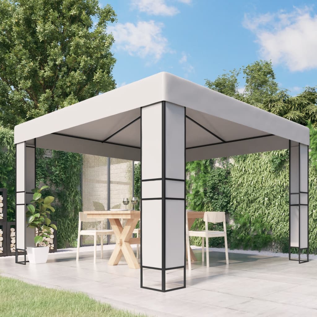 Gazebo com telhado duplo 3x3 m branco