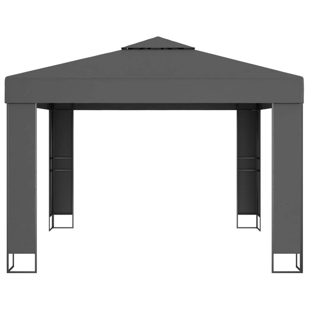 Gazebo com telhado duplo 3x3 m antracite