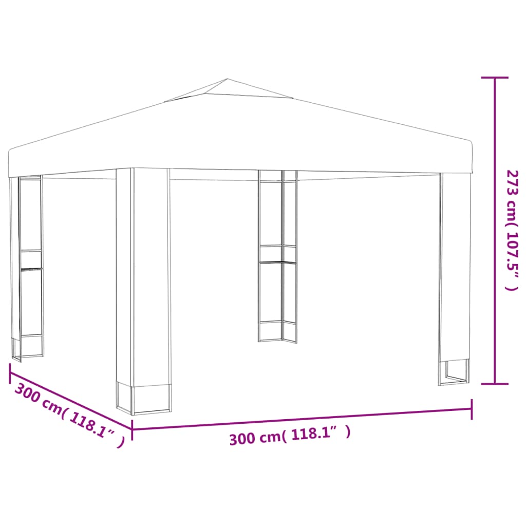 Gazebo com telhado duplo 3x3 m antracite