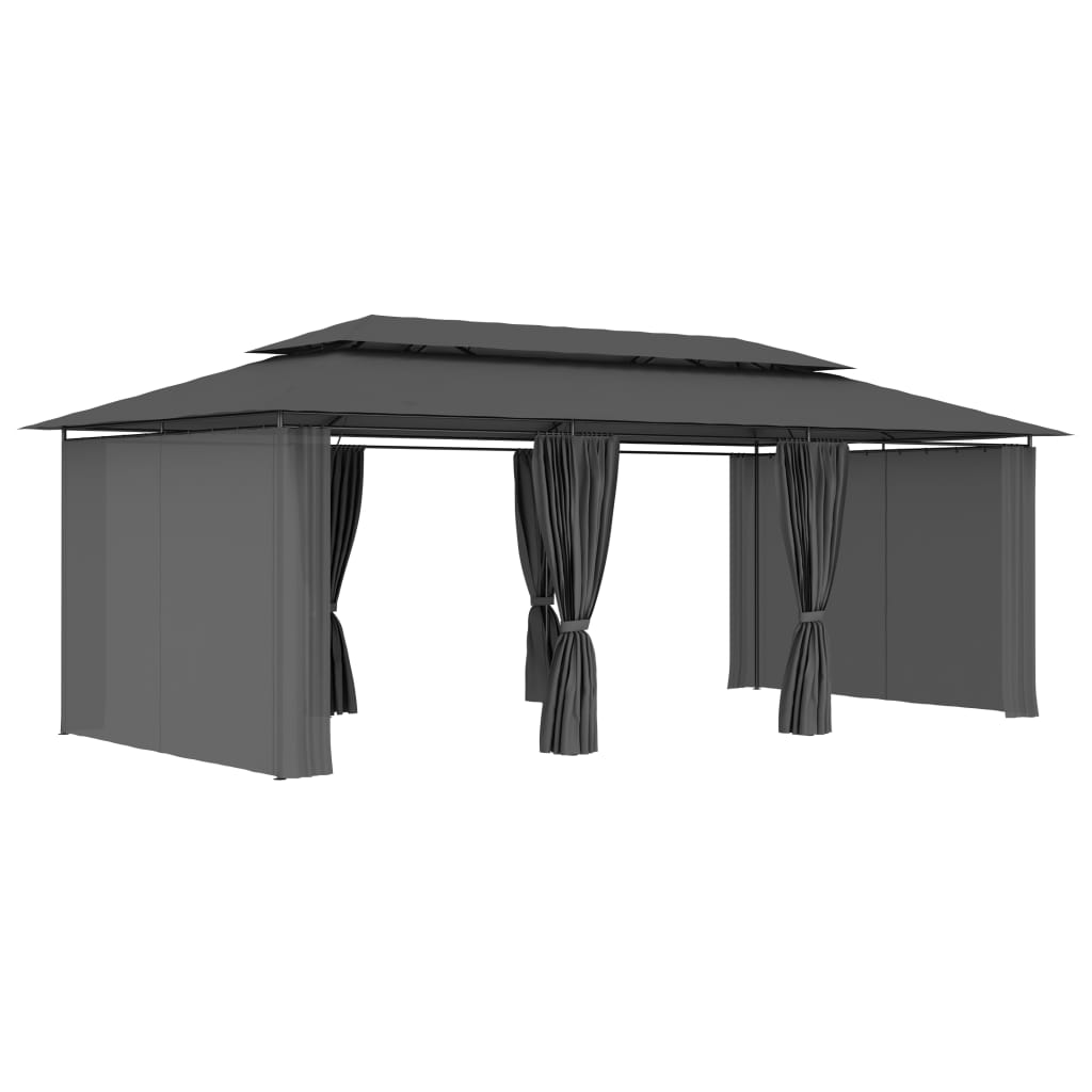 Gazebo com cortinas 600x298x270 cm antracite