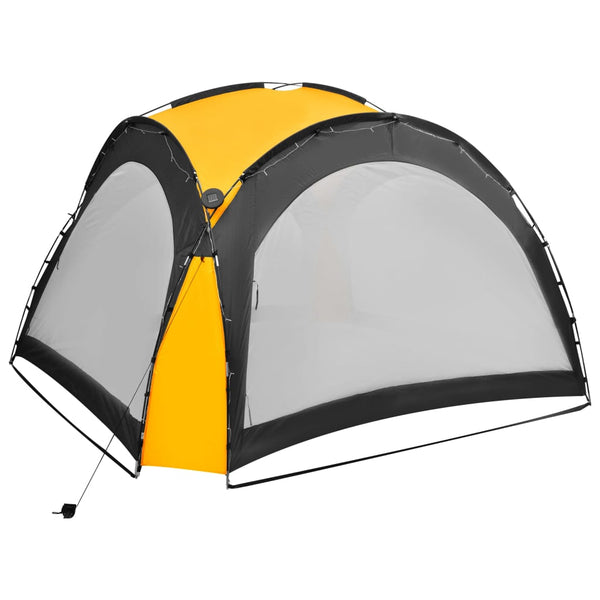 Tenda festas com LED e 4 paredes laterais 3,6x3,6x2,3 m amarelo