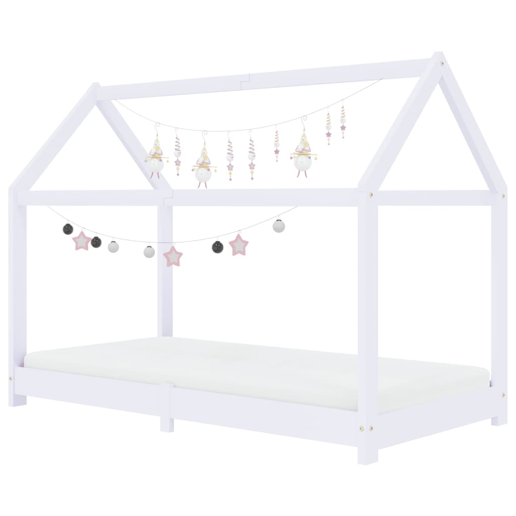 Estrutura de cama para crianças 80x160 cm pinho maciço branco