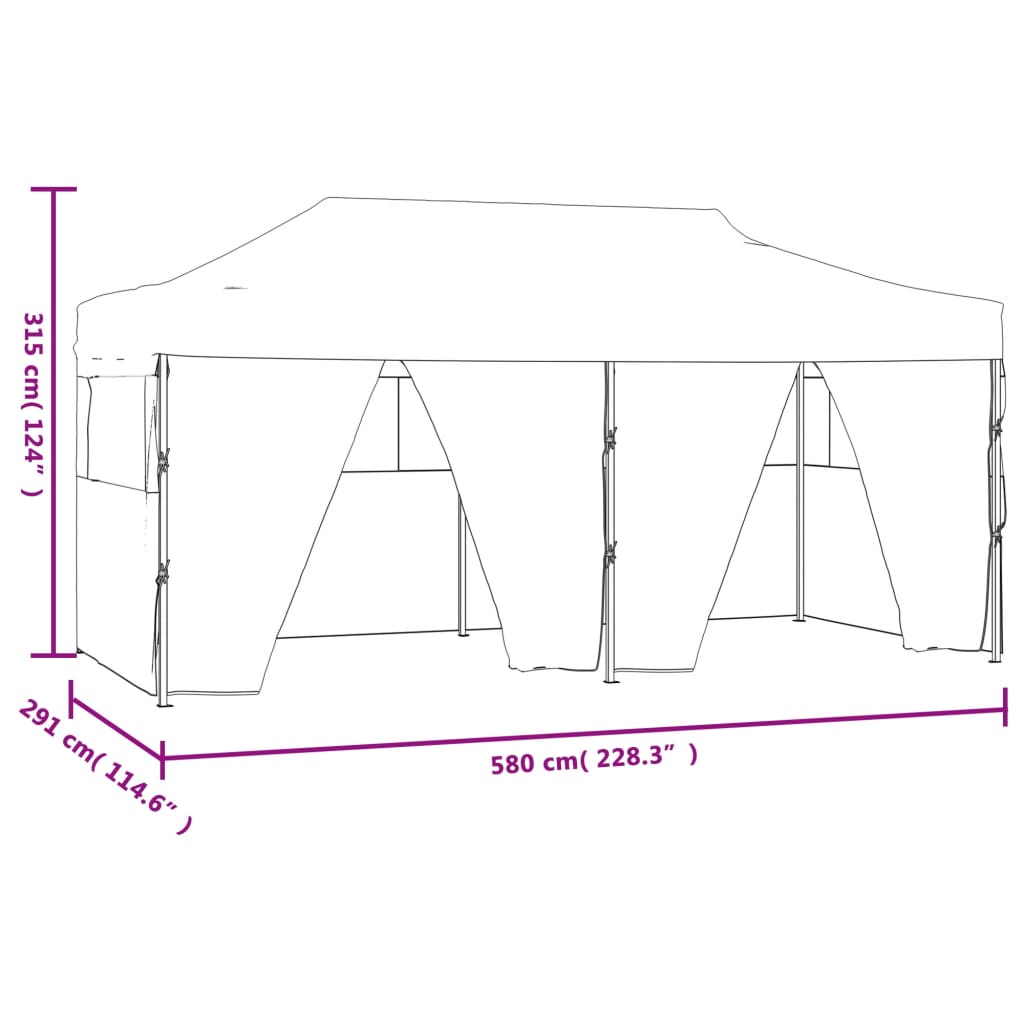 Tenda dobrável profissional festas 4 paredes 3x6m aço antracite