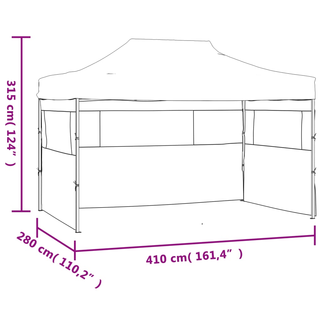 Tenda dobrável profissional festas 3 paredes 3x4m aço antracite