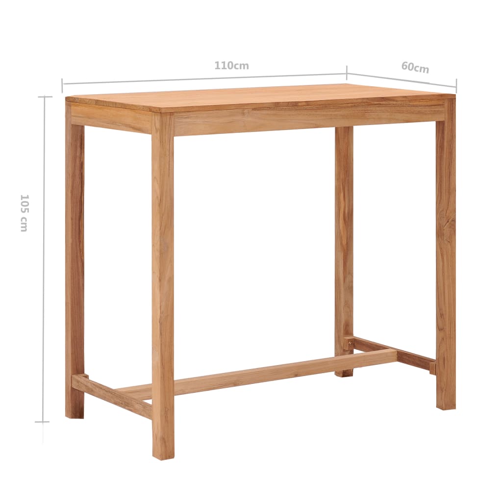 Mesa de bar para jardim 110x60x105 cm madeira de teca maciça