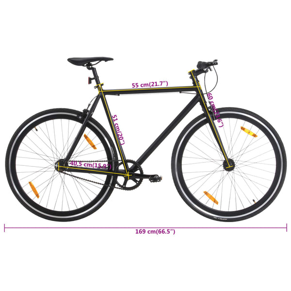 Bicicleta de mudanças fixas 700c 51 cm preto