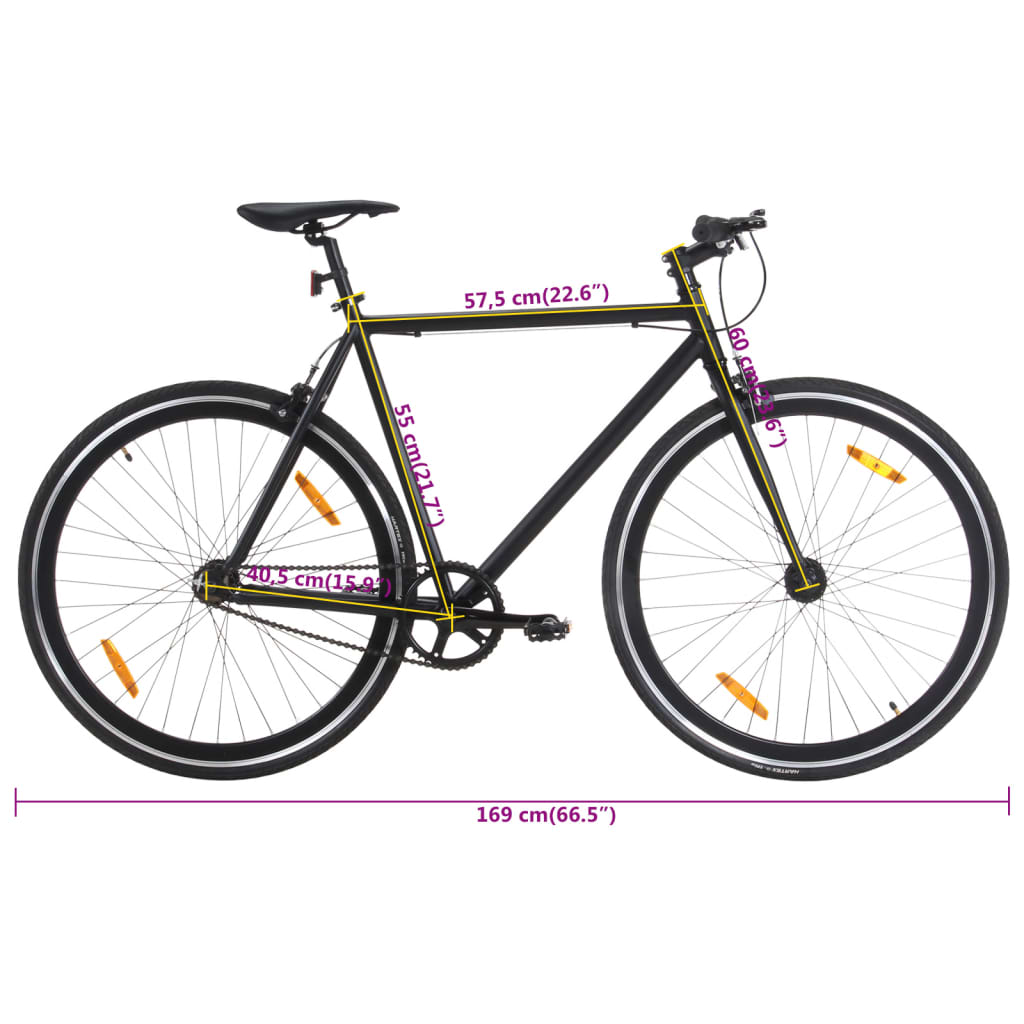 Bicicleta de mudanças fixas 700c 55 cm preto