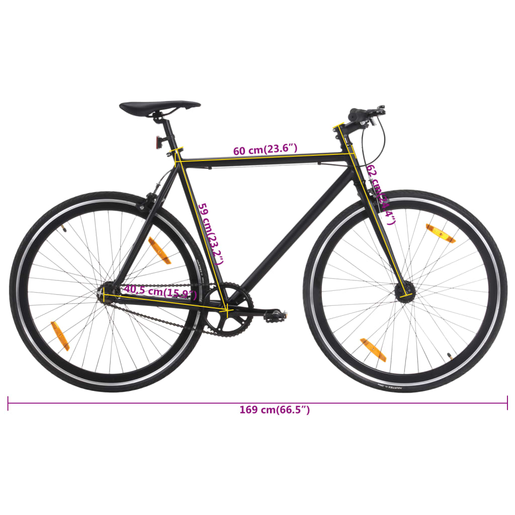 Bicicleta de mudanças fixas 700c 59 cm preto