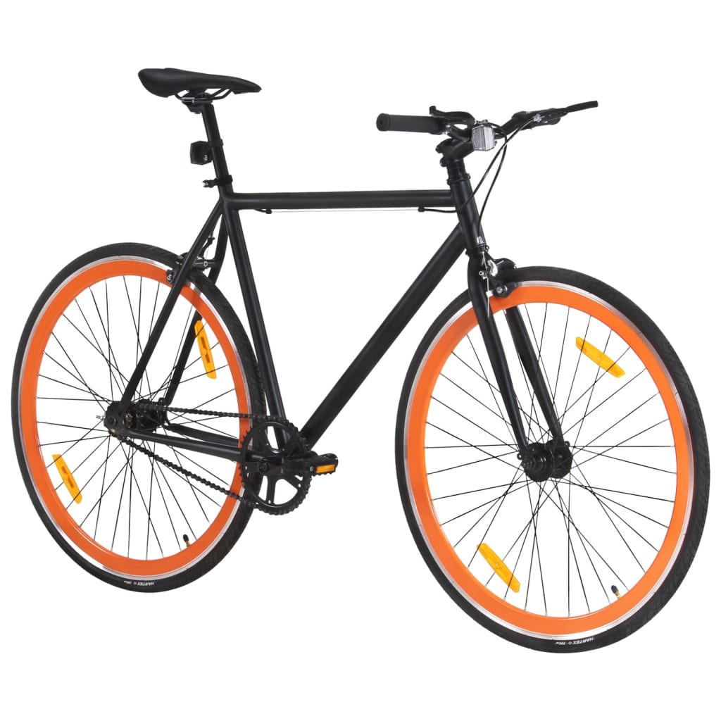 Bicicleta de mudanças fixas 700c 55 cm preto e laranja